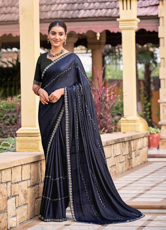 Luxurious Soft Silk Saree with Swarovski Elegance