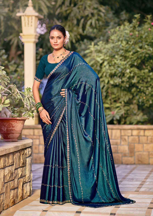 Luxurious Soft Silk Saree with Swarovski Elegance