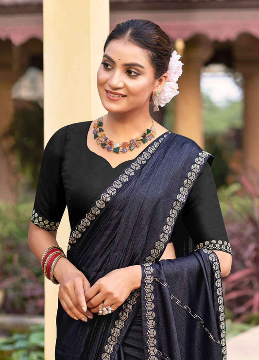Luxurious Soft Silk Saree with Swarovski Elegance