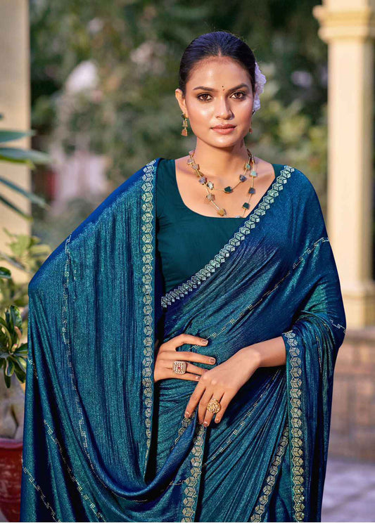 Luxurious Soft Silk Saree with Swarovski Elegance