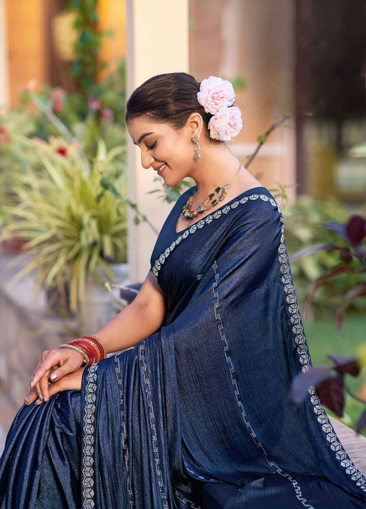 Luxurious Soft Silk Saree with Swarovski Elegance