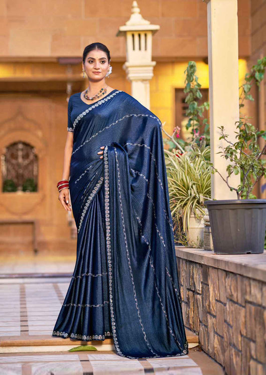 Luxurious Soft Silk Saree with Swarovski Elegance