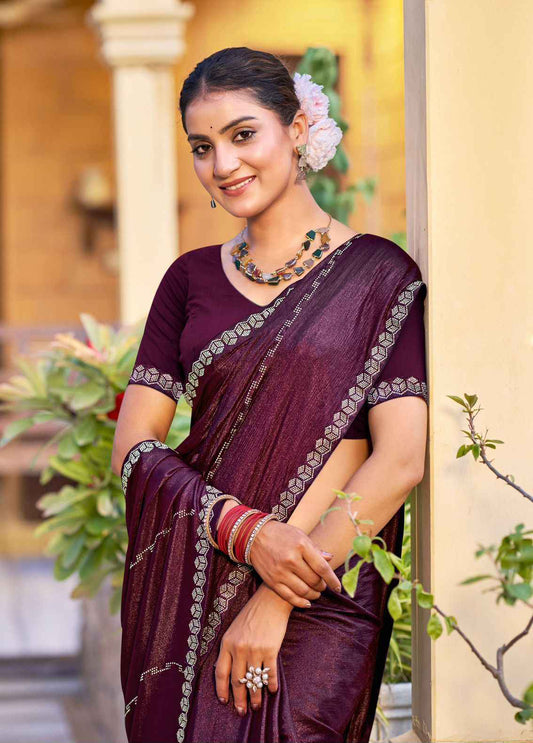 Luxurious Soft Silk Saree with Swarovski Elegance