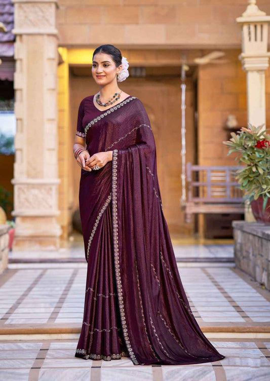 Luxurious Soft Silk Saree with Swarovski Elegance